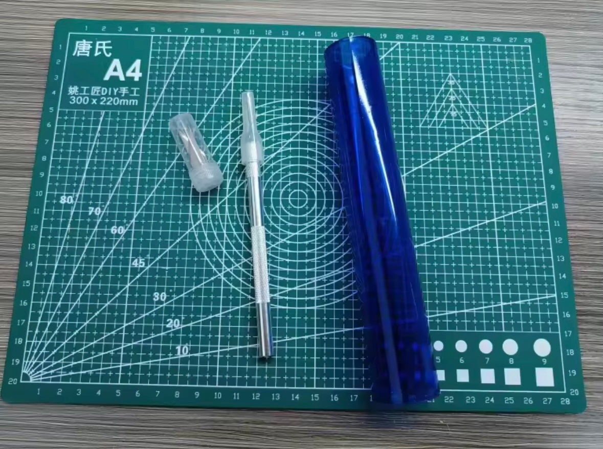 Table Tennis Rubber Cutting Board, PVC Roller Tube, Aluminium Alloy Cutting Knife and Blades, Table Tennis Racket DIY Tools Kit